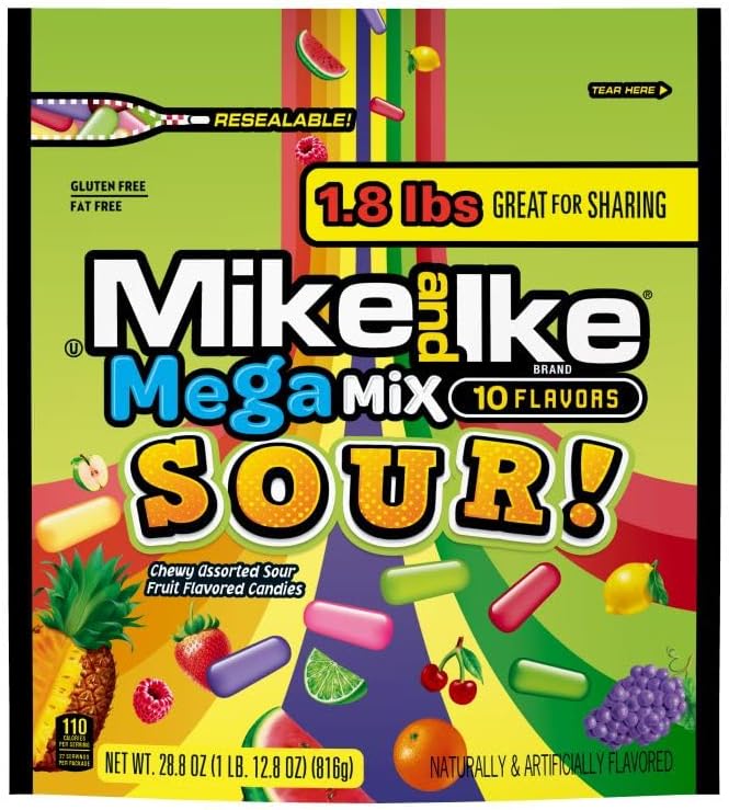 Mike & Ike Mike and Ike Mega Mix Sour Chewy Candy - 28.8 Ounces with 10 Assorted Flavors - Image 2