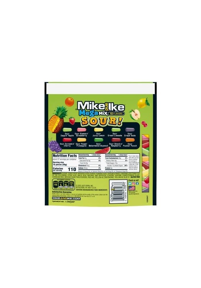 Mike & Ike Mike and Ike Mega Mix Sour Chewy Candy - 28.8 Ounces with 10 Assorted Flavors - Image 4