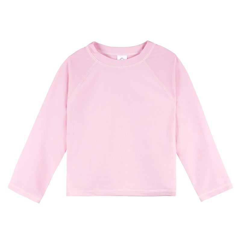 Gerber Unisex Baby Toddler UPF 50 Long Sleeve Rashguard Swim Rash Guard Shirt Light Pink 12 Months US - Image 2