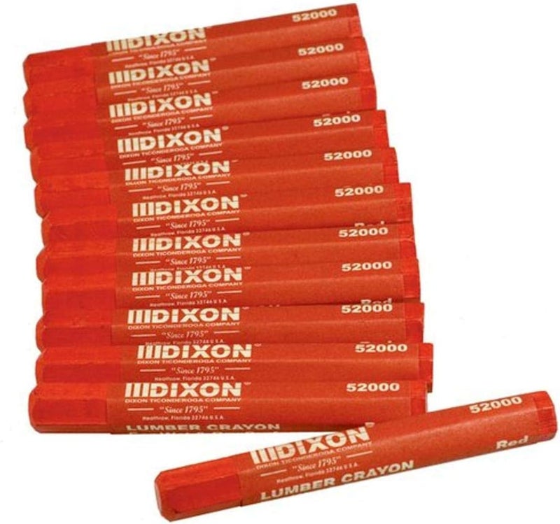 Dixon 52000 Lumber Marking Crayons, Red - 12-Pack