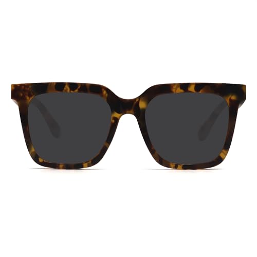 Fozono Large Square Sunglasses Trendy Polarized Sunglasses for Women Men Classic Retro Style UV400 Protection Leopard - Image 3