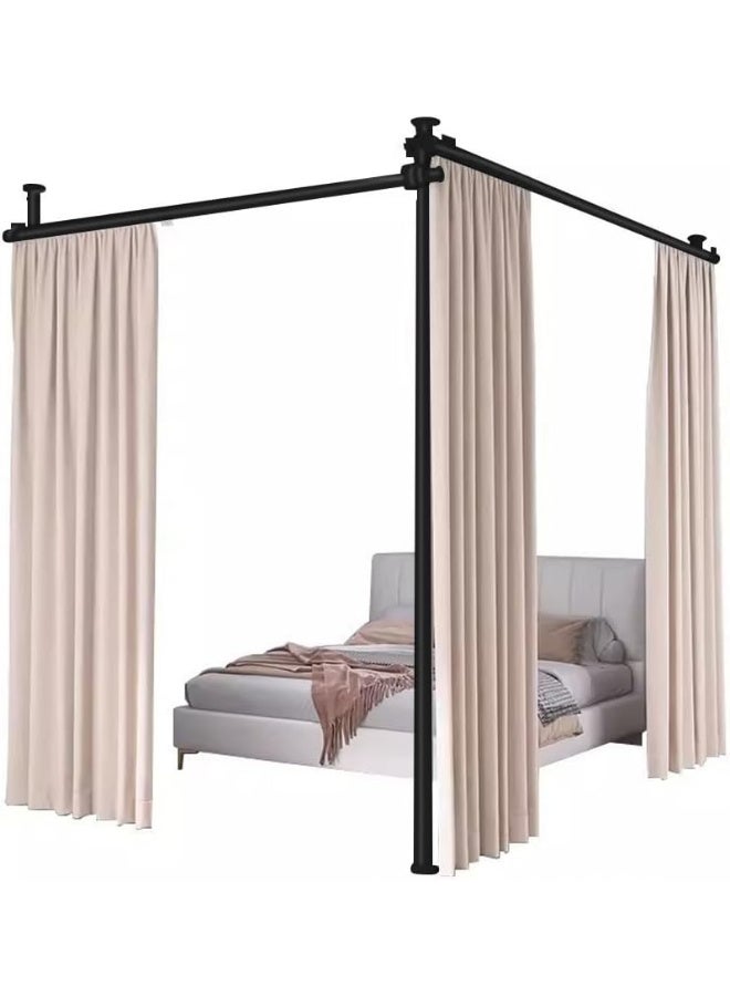 جُودِيَّة عمود ستارة فاصل للغرف، فاصل غرفة بدون حفر لتقسيم المساحة، قابل للتعديل من 4-10 قدم (ارتفاع) و28-70 بوصة (عرض)، حاجز مؤقت قوي من الأرض حتى السقف بعامود ضغط، 3 أعمدة عمودية و2 أفقية - Image 1