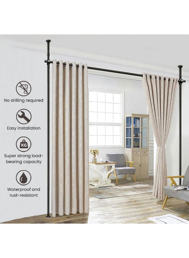 جُودِيَّة عمود ستارة فاصل للغرف، فاصل غرفة بدون حفر لتقسيم المساحة، قابل للتعديل من 4-10 قدم (ارتفاع) و28-70 بوصة (عرض)، حاجز مؤقت قوي من الأرض حتى السقف بعامود ضغط، 3 أعمدة عمودية و2 أفقية - Image 2