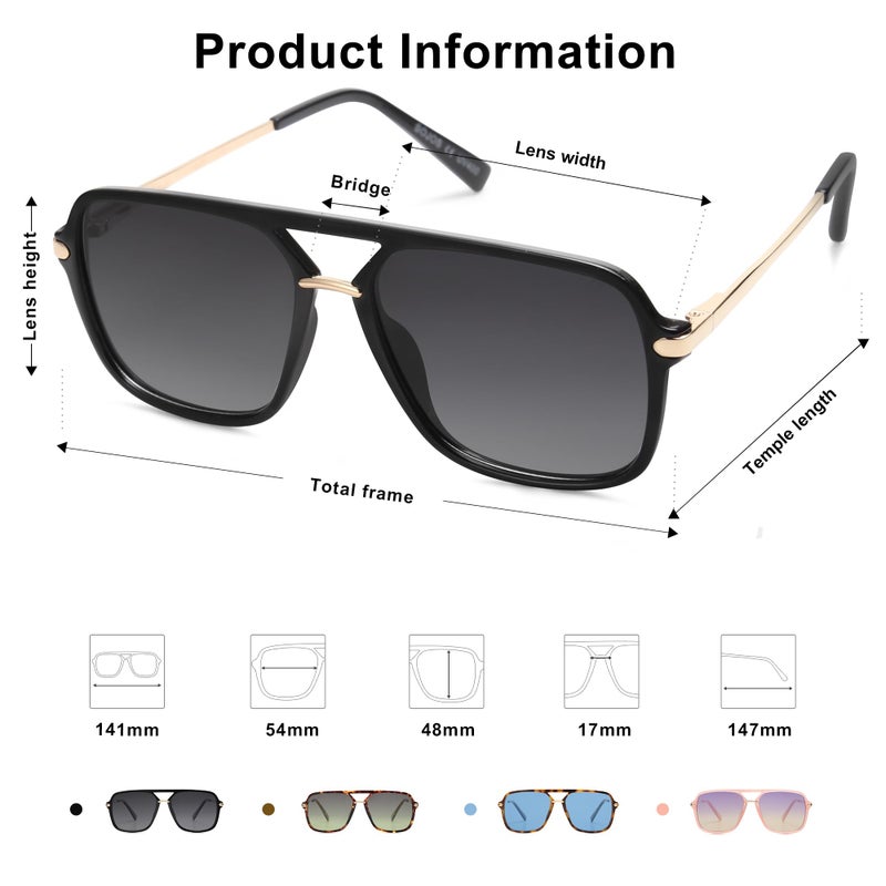 SOJOS Sunglasses for Women & Men, Square, Retro, Polarized Lens, Trendy Aviator, 90s Shades (SJ2229, Black Grey) - Image 5
