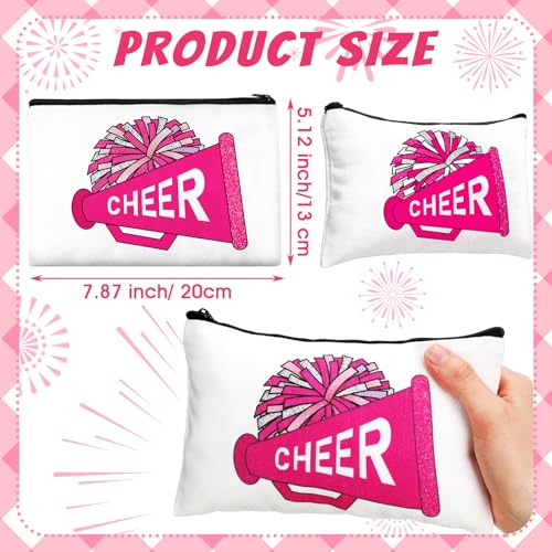 Cosblank 20 Pcs Cheer Makeup Bag Cheer Teams Senior Night Gifts Canvas Makeup Case Cheerleader Teams Gifts Zipper Pouch for Cheerleading Teammates Party SuppliesPink - Image 3