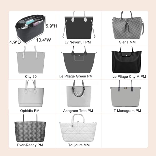 Doxo Purse Organizer Insert for Handbags Compatible with Speedy Neverfull PM City 30,Artois PM Tote bag(Medium,Black) - Image 5