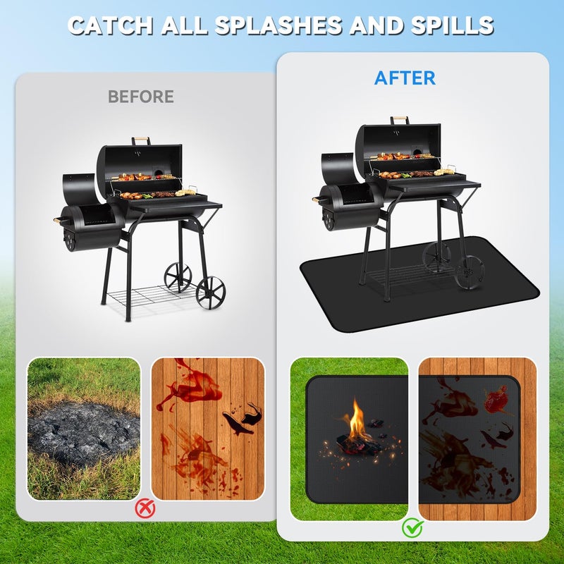 Gribuddy Large 75 X 40 Inch Under Grill Mats For Outdoor Grill  Double-Sided Fireproof Deck Patio Protector Mat  Waterproof Oil-Proof Bbq Floor Pad Indoor Fire Pit Fireplace Mat - Image 3