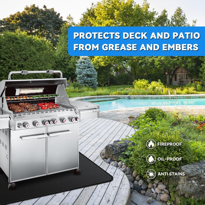 Gribuddy Large 75 X 40 Inch Under Grill Mats For Outdoor Grill  Double-Sided Fireproof Deck Patio Protector Mat  Waterproof Oil-Proof Bbq Floor Pad Indoor Fire Pit Fireplace Mat - Image 2