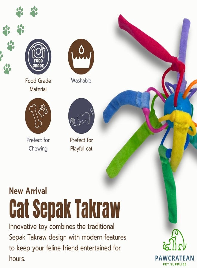 لعبة Pawcratean Catnip Sepak Takraw مع ورق متصدع، لعبة مضغ متينة وملونة للتسلية الذاتية - Image 2