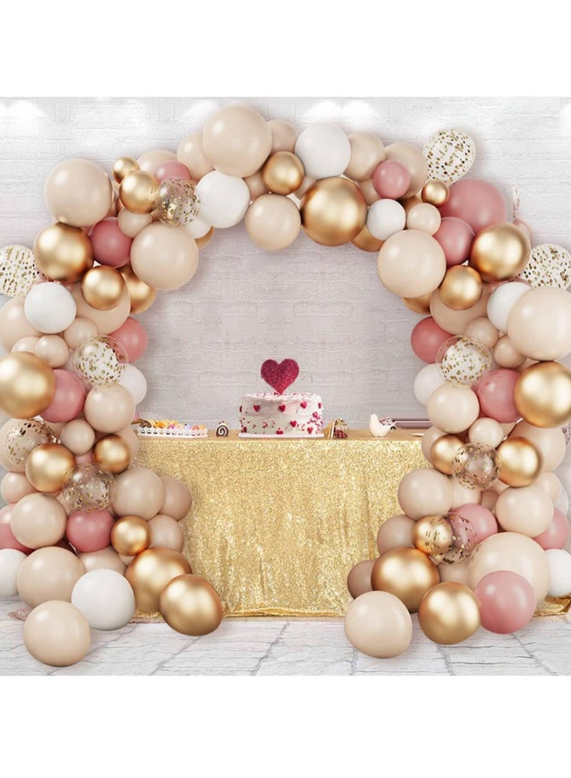 Rose Gold Balloon Arch Kit, 102pcs Retro Pink, White, and Gold Balloon Garland with Gold Confetti Balloons for Girls' Birthday, Wedding, Baby Shower, Bridal Shower Party Decorations - Image 1