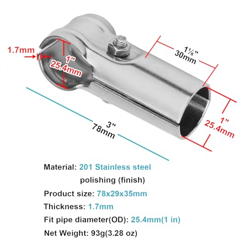 eoere 10 Sets T Pipe Connector Tee Clamps, Fits OD 1.000" Round Tube and 3/4" EMT, Stainless Steel - Image 3