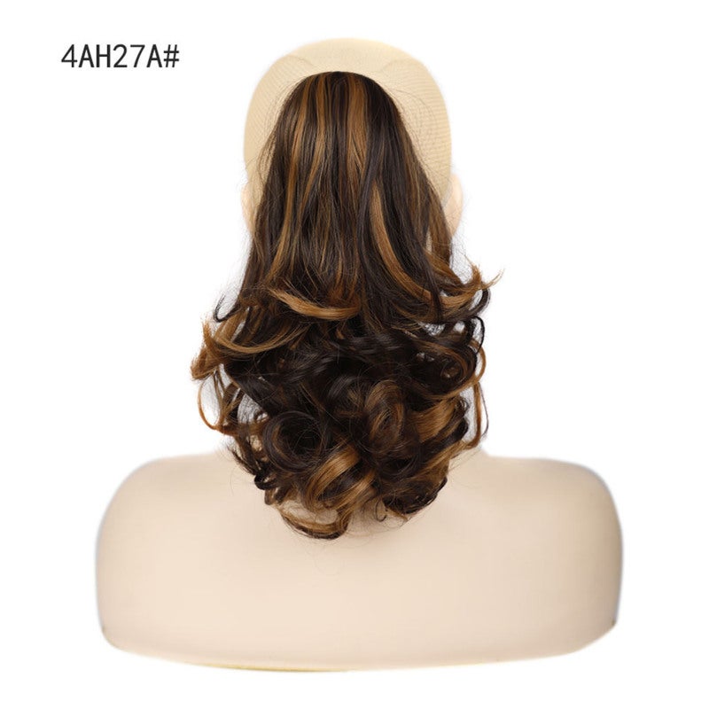 Short Curly Pony Tail Wig with Hair Clip - 5 Inches Stylish Curly Bun Wig Close to The Natural Hair for Wedding Party Prom - Image 2