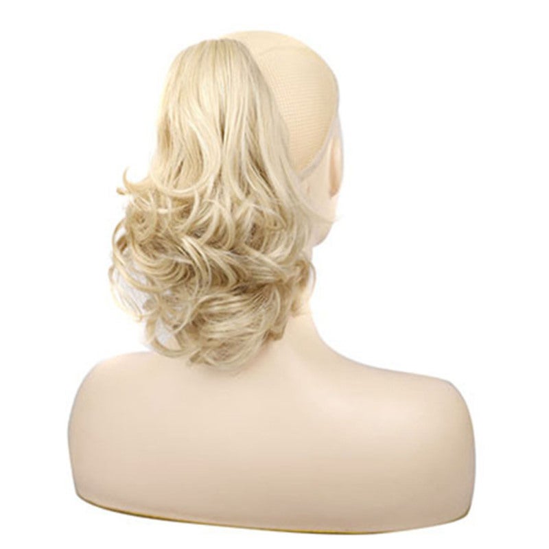 Short Curly Pony Tail Wig with Hair Clip - 5 Inches Stylish Curly Bun Wig Close to The Natural Hair for Wedding Party Prom - Image 1