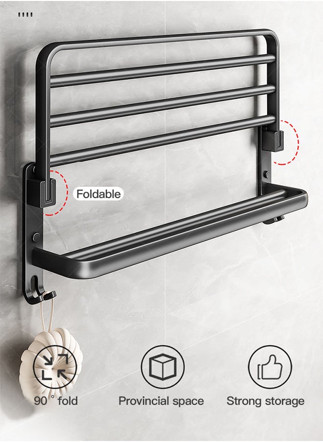Sharpdo Perforation-free Double Shelf Towel Rack In Bathroom 60*23*20cm  - Image 5
