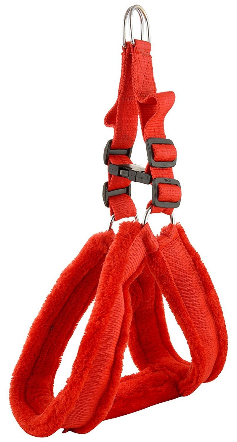 Skora Nylon Fur 1-inch Medium Dog Harness, Collar and Leash (Chest Size : 26-30 inch) (Red) - Image 4