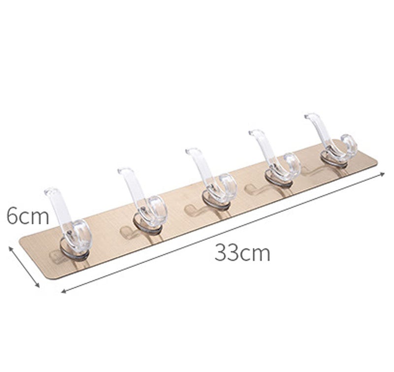 MEZON NailFree Wall Hook Rail Strip Traceless Hooks Crystal Coat Hook Door Hook Kitchen Hook Bathroom Hook Strong 5 Row Hook Random Color - Image 2