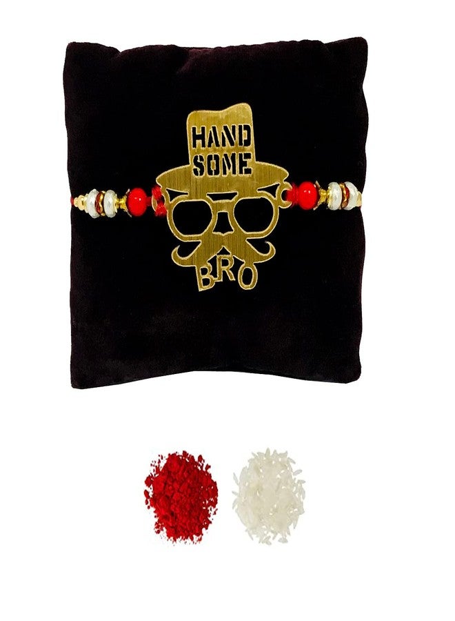Evisha Wooden Handsome Bro Rakhi For Brother | Rakhi Combo-139 || rakhi || rakhi set || rakhi for brother || rakhi for brother and bhabhi || rakhi combo || bhaiya bhabhi rakhi || rakhi gifts - Image 1