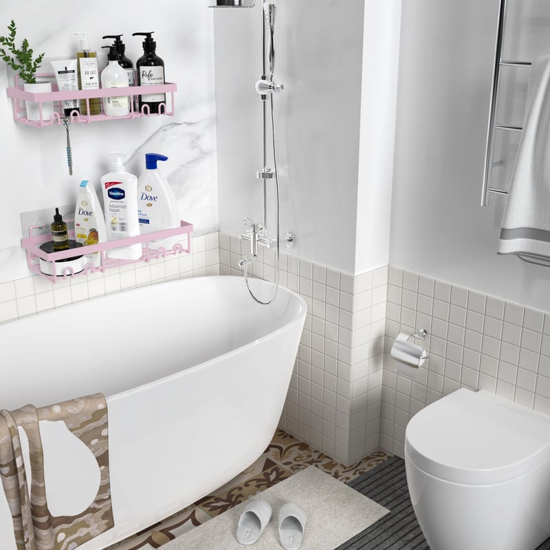 Moforoco Shower Caddy Shelf Organizer Rack Self Resform Black Bathroom Sgenn - Image 5