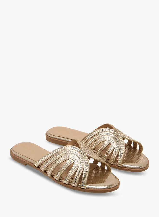 Flora Bella By Shoexpress  Flora Bella Women Embellished Slide Sandals for Women | Best Price UAE