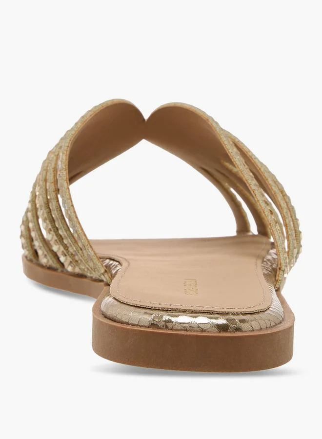 Flora Bella By Shoexpress  Flora Bella Women Embellished Slide Sandals for Women | Best Price UAE