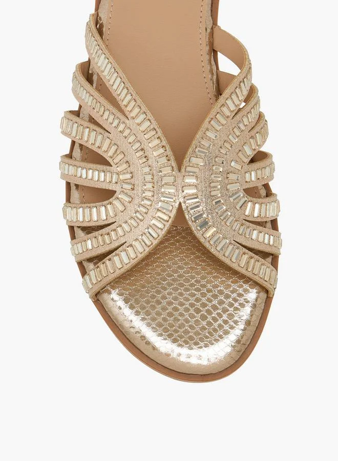 Flora Bella By Shoexpress  Flora Bella Women Embellished Slide Sandals for Women | Best Price UAE