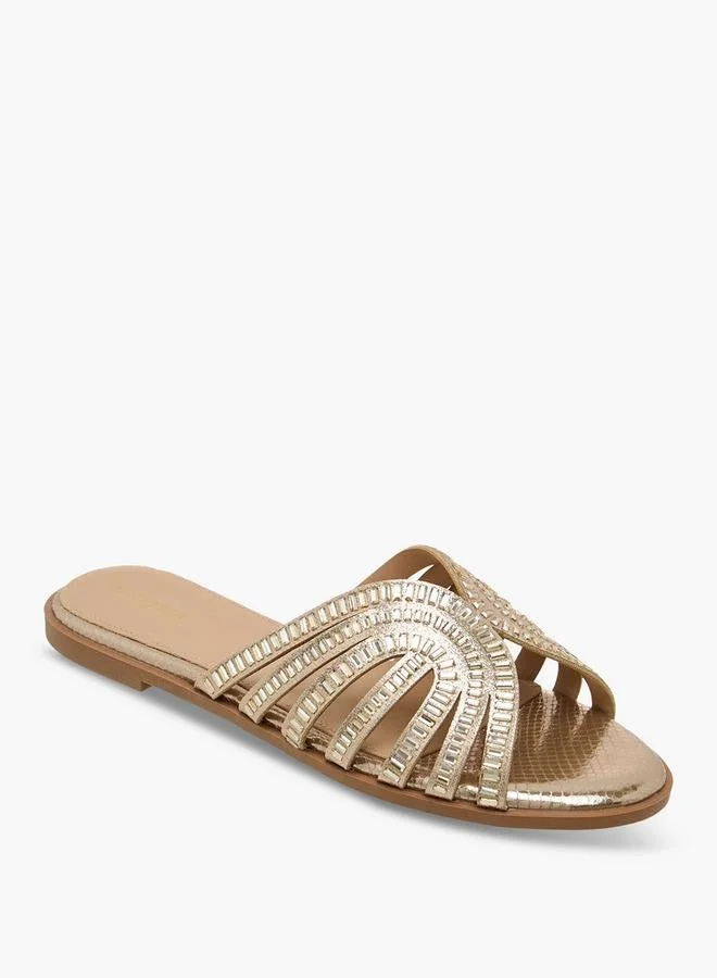 Flora Bella By Shoexpress  Flora Bella Women Embellished Slide Sandals for Women | Best Price UAE