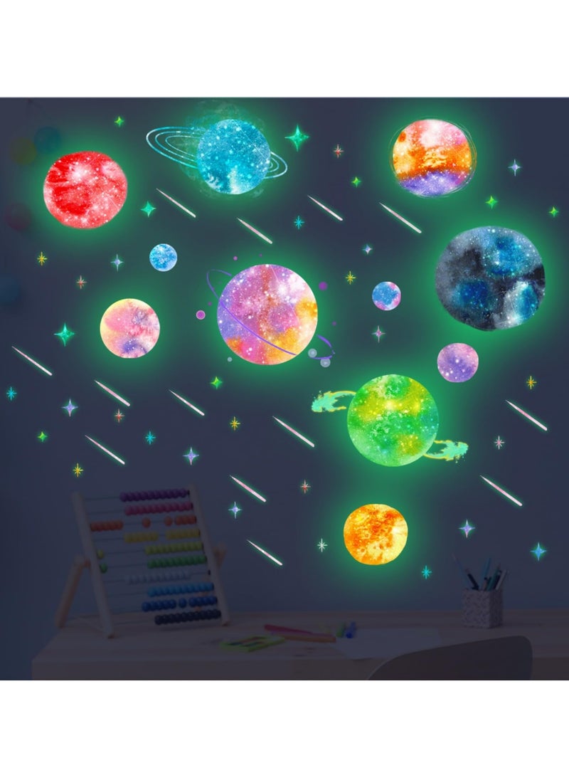 DMG Fluorescent Wall Stickers Fluorescent 3D Realistic Sticker Dots Stars Moon and Planet Glow in The Dark DIY Luminous Adhesives Decals for Kids Bedroom Ceiling Walls Living Room Decorations  - Image 2