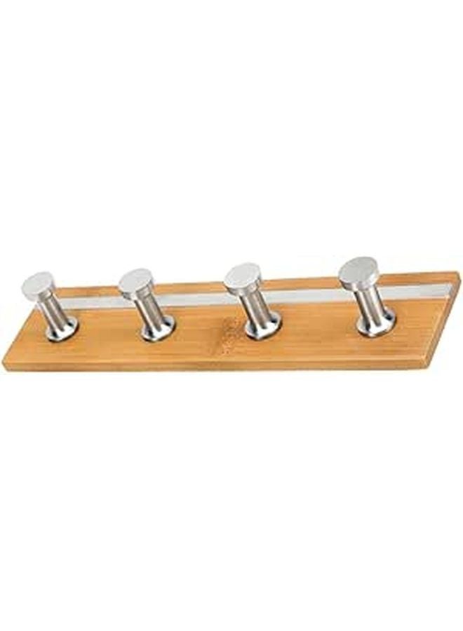 Wall Mount Rail Rack With 4 Heavy Duty Hooks For Bathroom Shower Kitchen Storage - Image 1