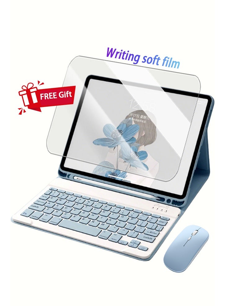 iPad Keyboard For iPad 11th Generation (A16 2025) / 10th Generation Case With Keyboard 10.9 Inch 2022, PU Leather Case With Pen Holder Ultra-Thin Leather Smart Case With Mouse+ Free Anti-Glare Screen Protector-Anti-Drop And Sandstorm Proof- Blue - Image 3