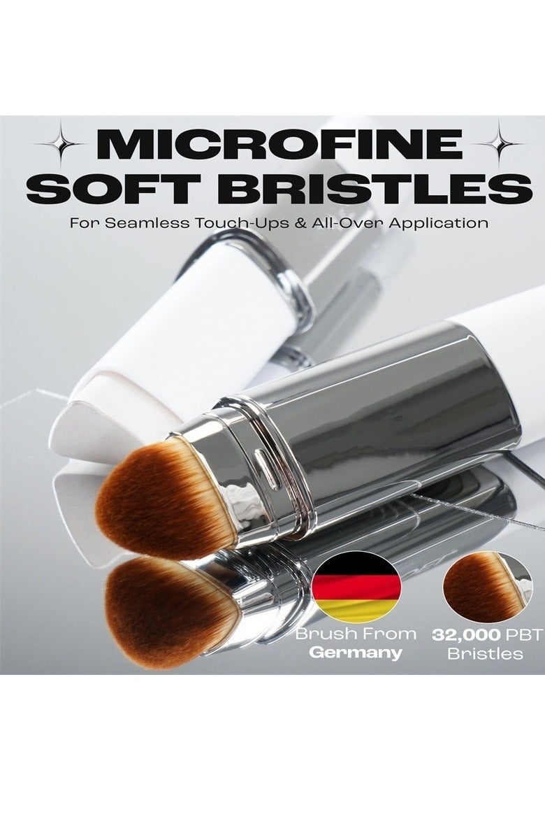 Blanc Cover Cream Stick V White - Korean Colour Changing Foundation Stick with Volufilin - Medium to Full Coverage Dewy Finish Base Makeup - Double Ended with Removable Brush - Image 4