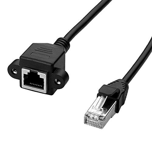 ANRANK Ethernet Extension Cable, EC45030AK RJ45 Male to Female Ethernet LAN Network Extension Cable Black - 1FT/0.3M - Image 1