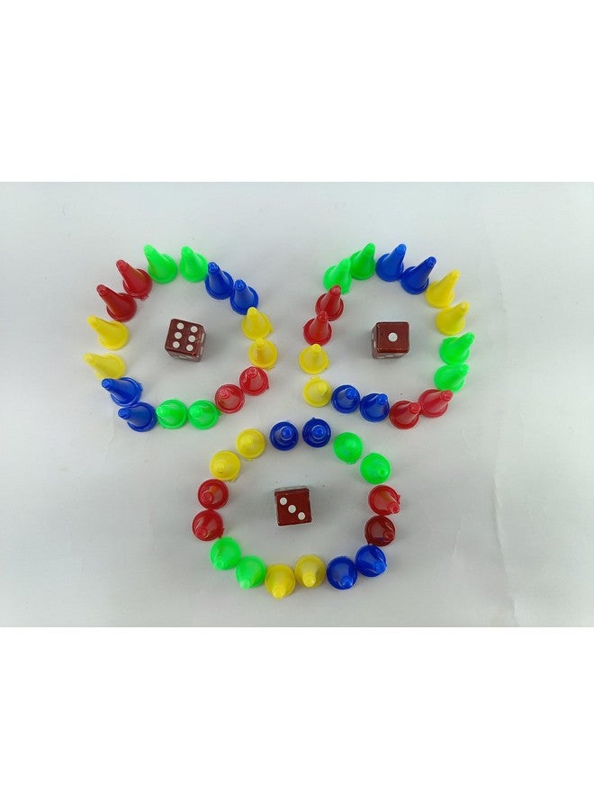 advancedestore Pack of 3 Ludo DICE and Token Set/Ludo GOTI Standard Size (Multicolor) for Ludo Snake and Ladder Or Board Game Party & Fun Game Board Game Accessories || - Image 1