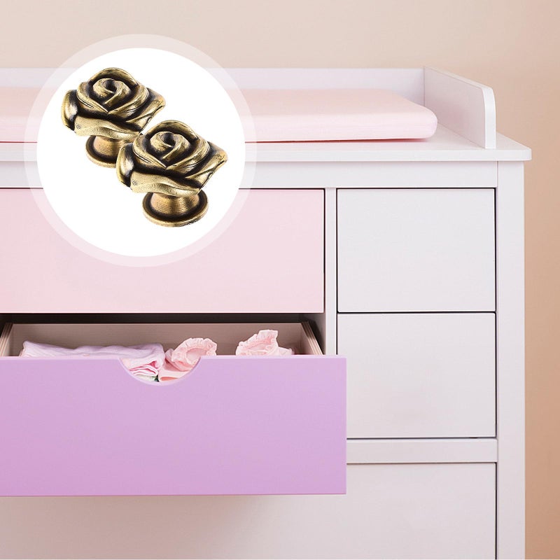 Vintage Rose Drawer Knobs 35mm Metal Cabinet Pull Handles 2pcs for Kitchen Closet Wardrobe - Image 5
