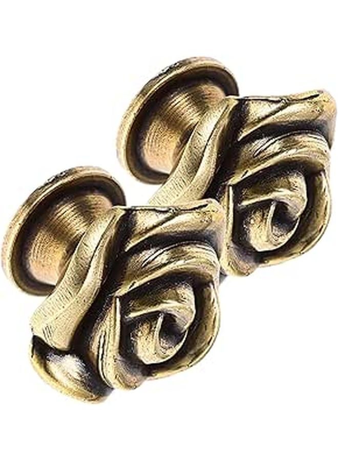 Vintage Rose Drawer Knobs 35mm Metal Cabinet Pull Handles 2pcs for Kitchen Closet Wardrobe - Image 1
