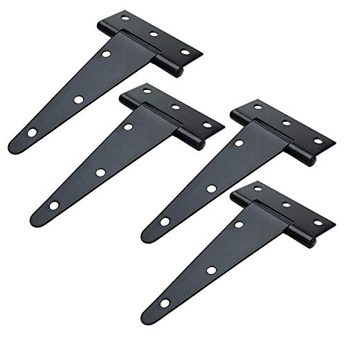 TamBee TStrap Barn Door Hinges Shed Door Heavy Duty Hinges Gate Strap Hinges Black Wrought Hardware Iron Rustproof 5inch 4 PCS