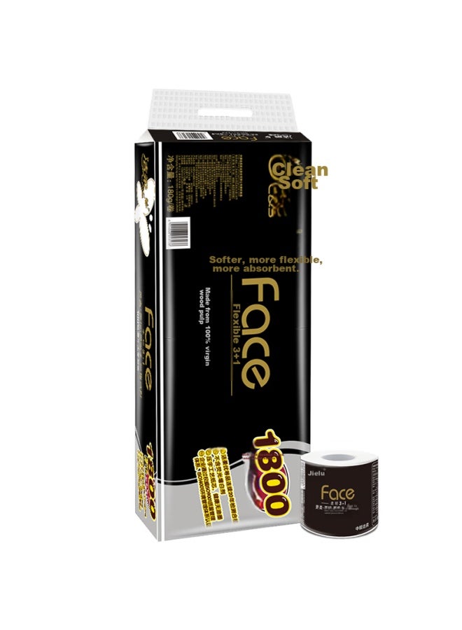 Clean And Soft Jierou, Core Roll Toilet Paper, Black Face Series, 4-ply 180g 10 Rolls, Bj095-10, Single Pack - Image 1