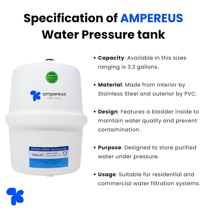 AMPEREUS خزان ضغط المياه من أمبيريوس لتنقية المياه بالتناضح العكسي 32 35 1 - Image 5