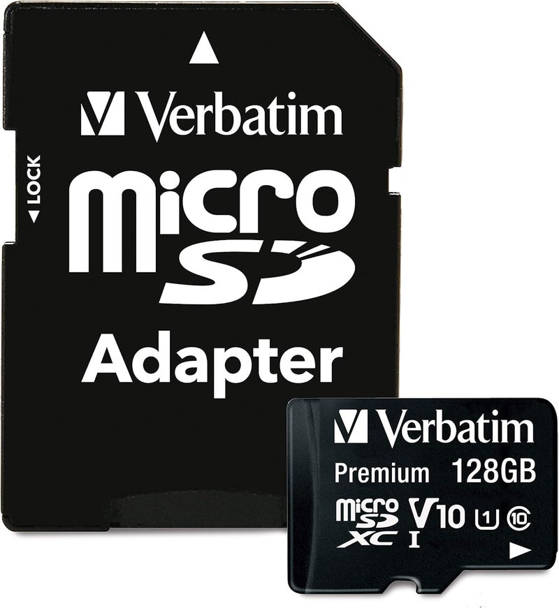 Verbatim 128GB Premium microSDXC Memory Card with Adapter UHS-I V10 Class 10 Supports Full HD (1080p) U1 Speed Rated Up to 90MB/s Read Speed - Image 1
