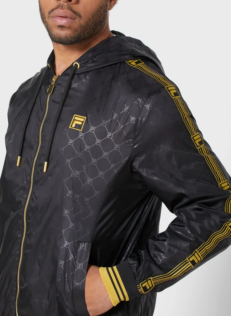 FILA Dublin Patterned Woven Taped Hooded Track Jacket