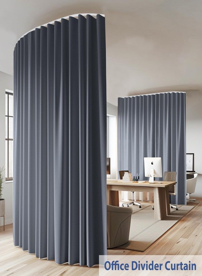 Cbsroro Room Divider Ceiling Mounted Curtains Track Sets Extra Wide Blackout Curtain Flexible Tracks for Bedroom Privacy Partition Separator, 1 Panel Grey Drape and White Rail, W10xH8ft - Image 2