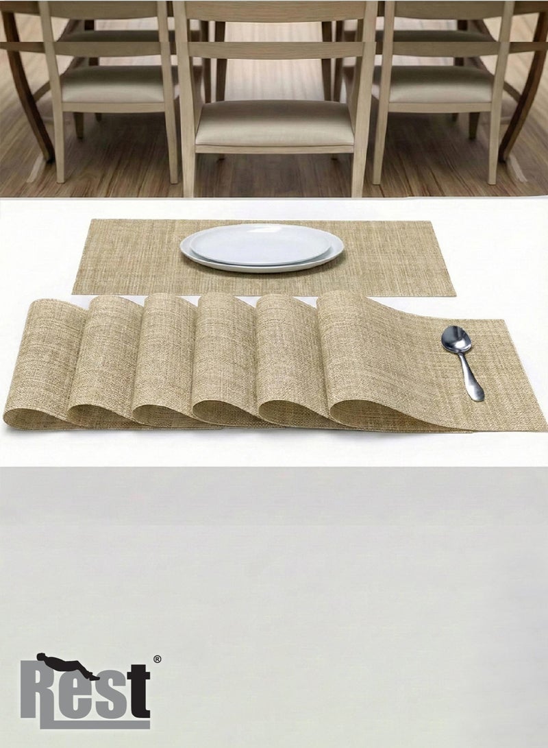 REST Placemats Set of 6 Heat Resistant Place Mats Washable PVC Table Mats Woven Vinyl Plastic Placemats for Dining Table Non-Slip Stain Resistant Kitchen Table Placemats Easy to Clean Grey - Image 3