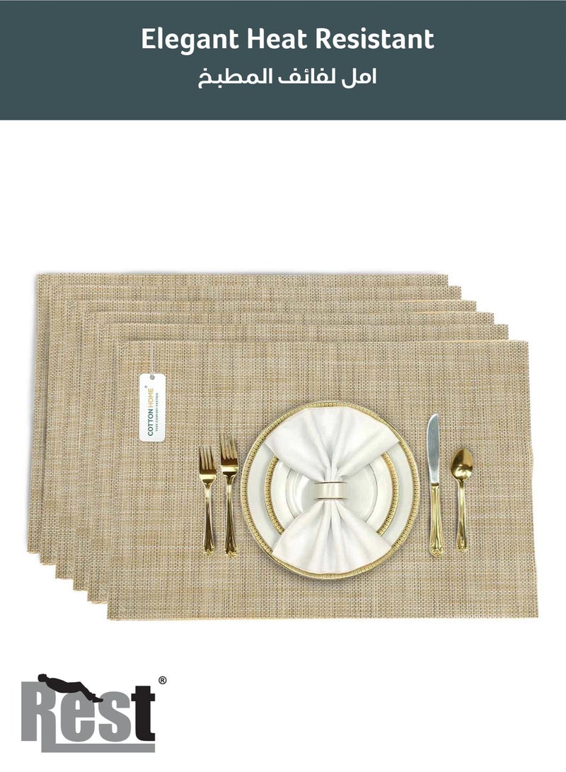 REST Placemats Set of 6 Heat Resistant Place Mats Washable PVC Table Mats Woven Vinyl Plastic Placemats for Dining Table Non-Slip Stain Resistant Kitchen Table Placemats Easy to Clean Grey - Image 2