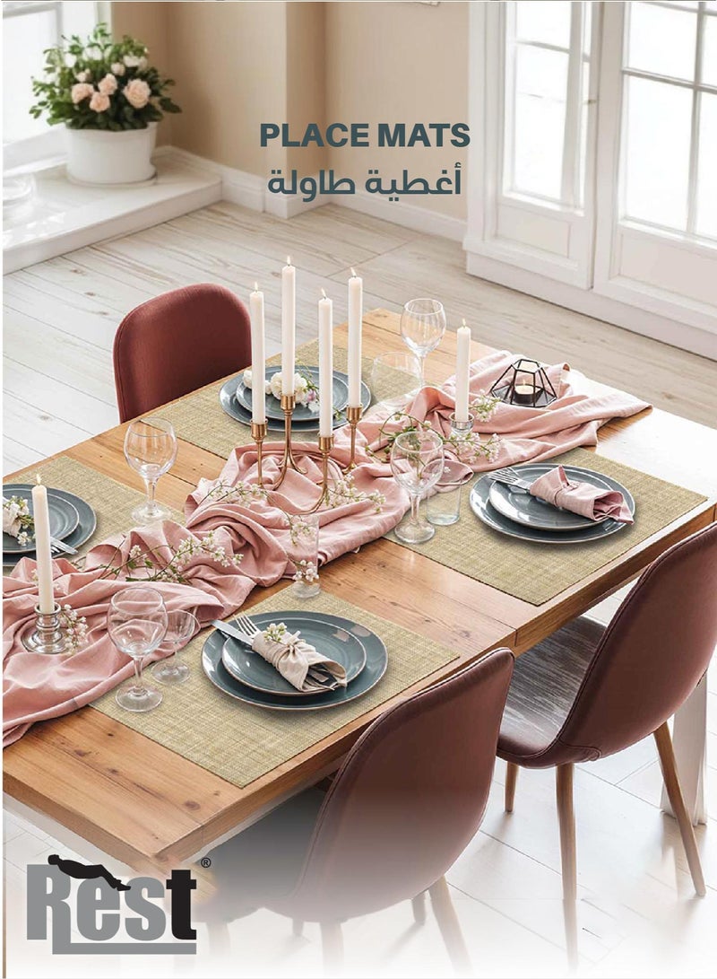 REST Placemats Set of 6 Heat Resistant Place Mats Washable PVC Table Mats Woven Vinyl Plastic Placemats for Dining Table Non-Slip Stain Resistant Kitchen Table Placemats Easy to Clean Grey - Image 1
