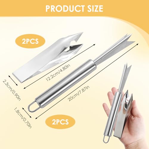 VILPKWMP 4 Pcs Pineapple Eye Remover Tool Set, Stainless Steel Pineapple Peeler and V-Shape Pineapple Cutter Knife, Multifunction Pineapple Tool for Kitchen, Fruit Store, or Home Use - Image 2