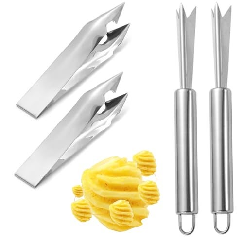 VILPKWMP 4 Pcs Pineapple Eye Remover Tool Set, Stainless Steel Pineapple Peeler and V-Shape Pineapple Cutter Knife, Multifunction Pineapple Tool for Kitchen, Fruit Store, or Home Use - Image 1