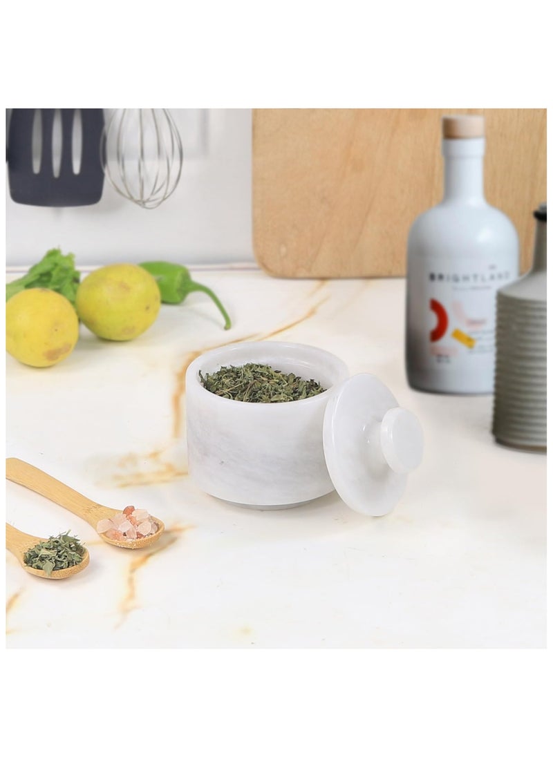 RADICALn Elegant Handmade White Marble Kitchen Decor Salt and Pepper Dispenser  - Image 2