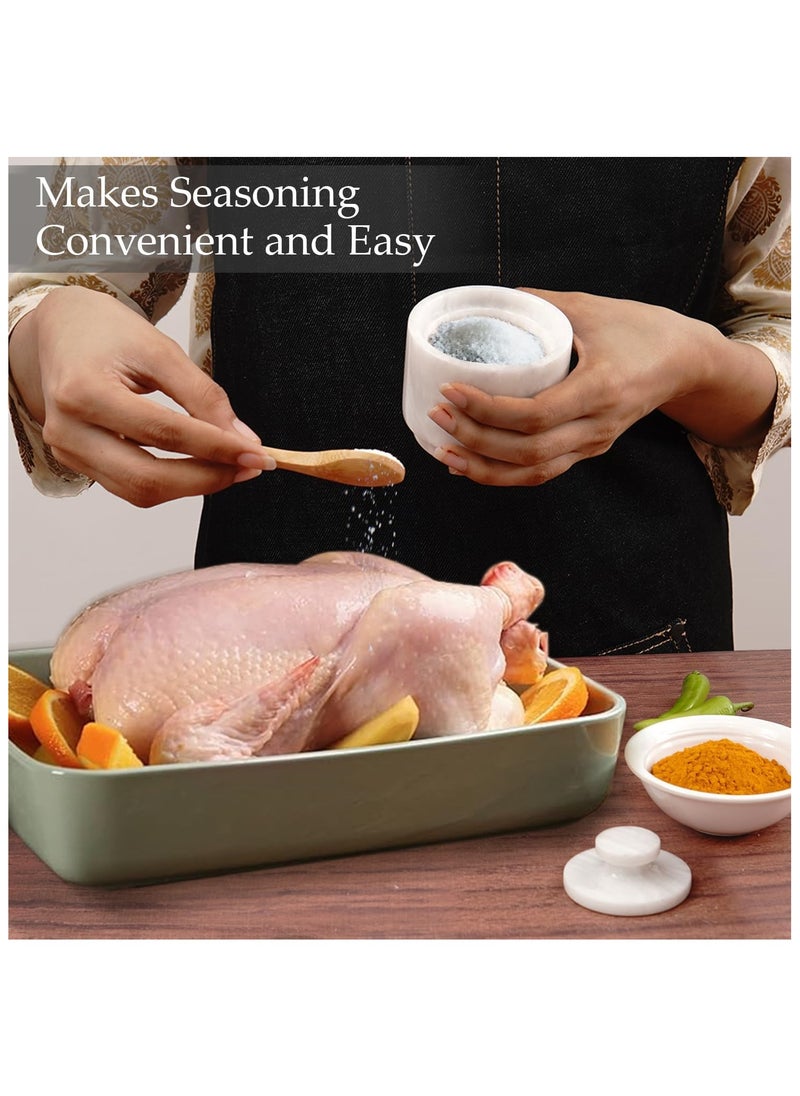 RADICALn Elegant Handmade White Marble Kitchen Decor Salt and Pepper Dispenser  - Image 4