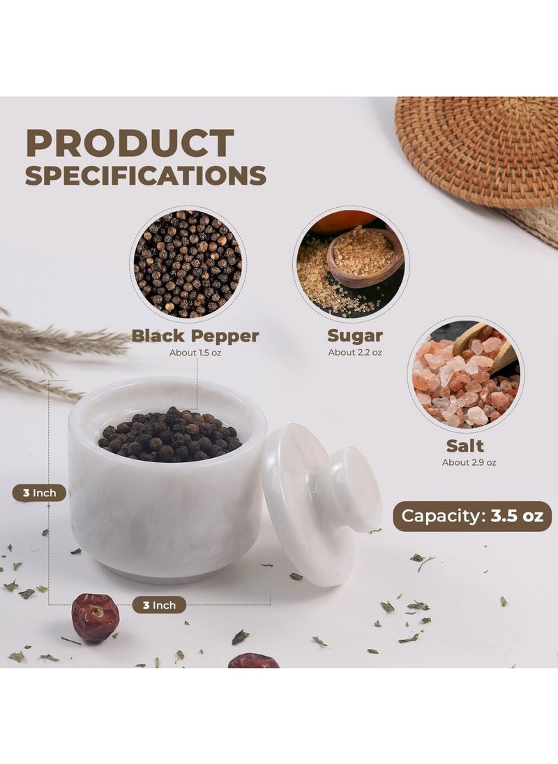 RADICALn Elegant Handmade White Marble Kitchen Decor Salt and Pepper Dispenser  - Image 5