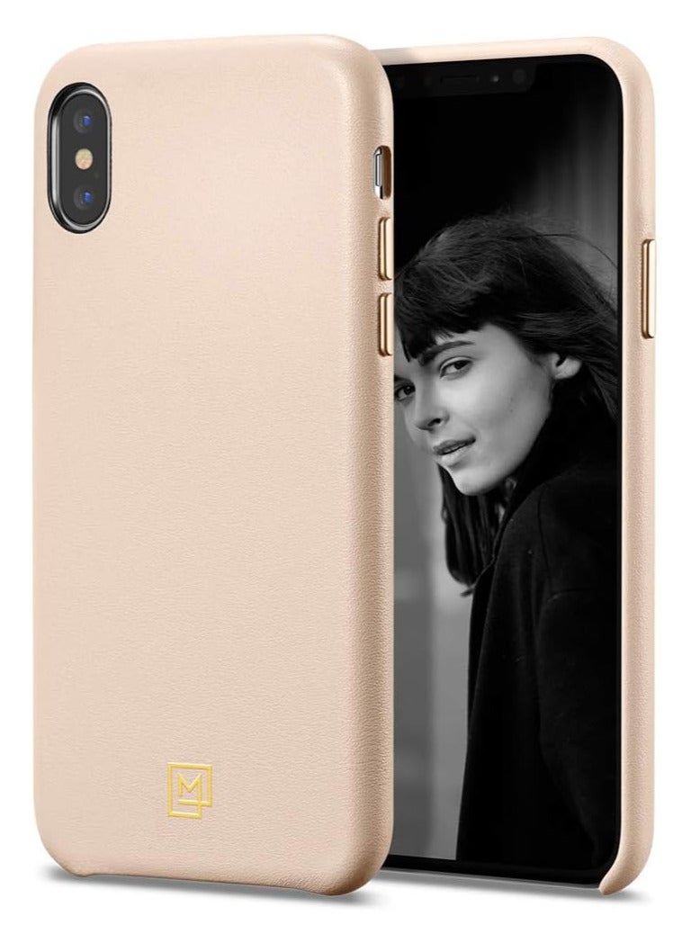 Spigen Spigen La Manon Calin designed for iPhone X case and iPhone XS case cover Premium PU Leather - Pale Pink  - Image 1