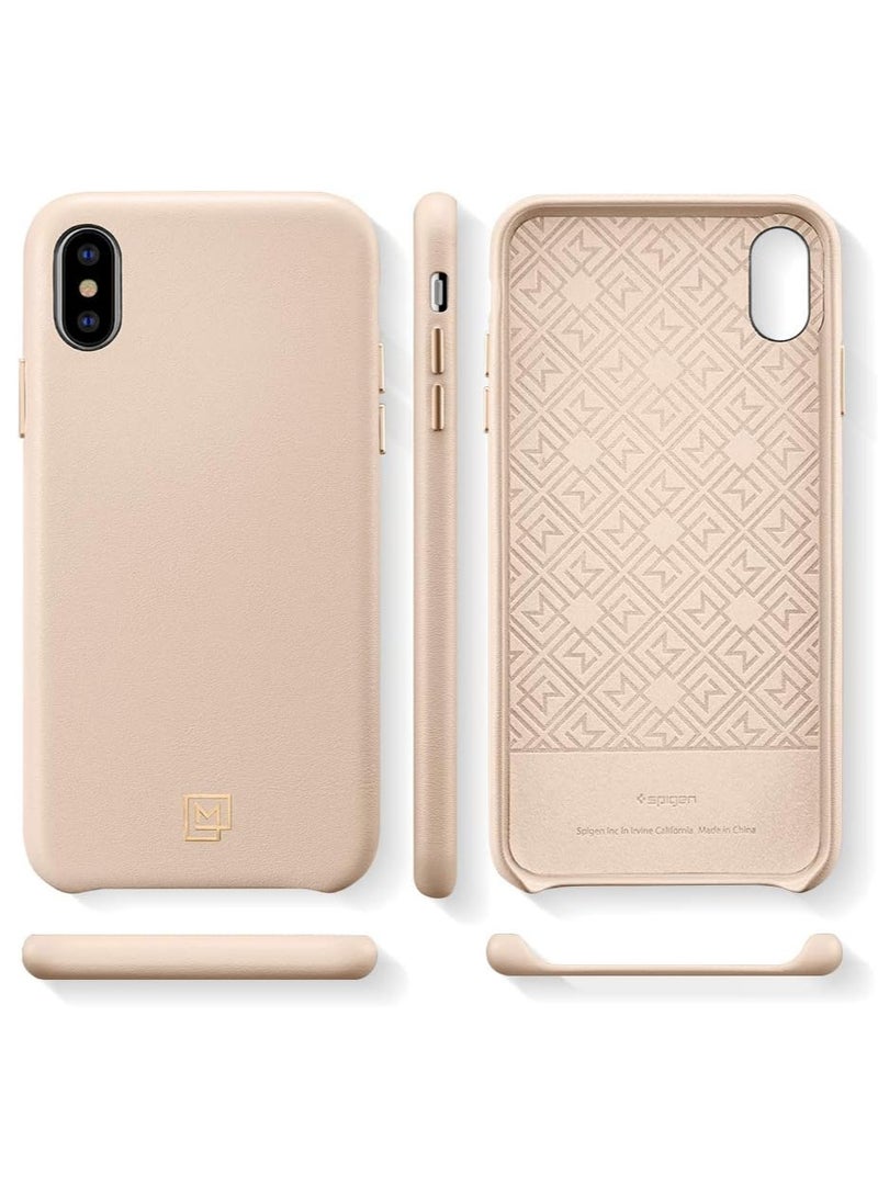Spigen Spigen La Manon Calin designed for iPhone X case and iPhone XS case cover Premium PU Leather - Pale Pink  - Image 2